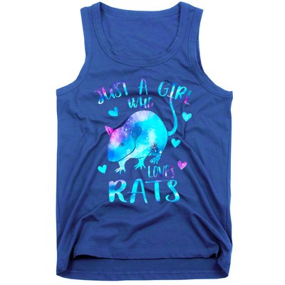 Just A Who Loves Rats Cute Rat Lover Galaxy Theme Gift Tank Top