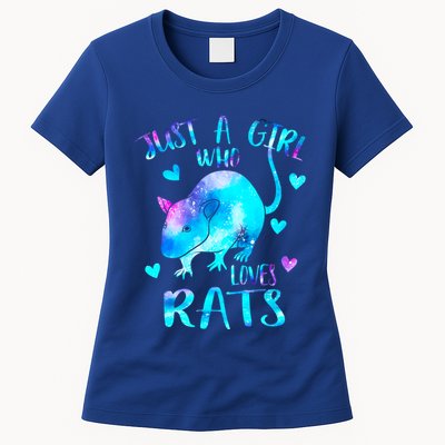 Just A Who Loves Rats Cute Rat Lover Galaxy Theme Gift Womens T-Shirt