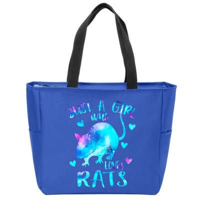 Just A Who Loves Rats Cute Rat Lover Galaxy Theme Gift Zip Tote Bag