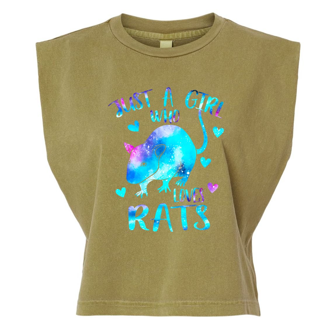 Just A Who Loves Rats Cute Rat Lover Galaxy Theme Gift Garment-Dyed Women's Muscle Tee