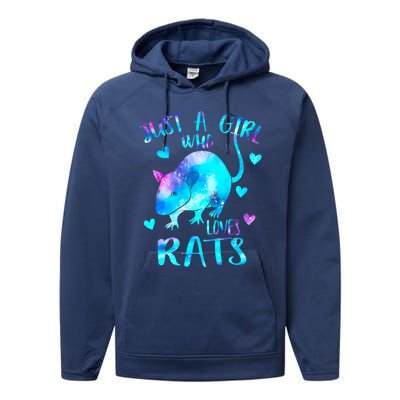 Just A Who Loves Rats Cute Rat Lover Galaxy Theme Gift Performance Fleece Hoodie