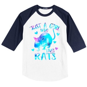 Just A Who Loves Rats Cute Rat Lover Galaxy Theme Gift Baseball Sleeve Shirt