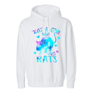 Just A Who Loves Rats Cute Rat Lover Galaxy Theme Gift Garment-Dyed Fleece Hoodie