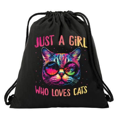 Just A  Who Loves Cats Cute Cat Lover Drawstring Bag