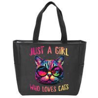 Just A  Who Loves Cats Cute Cat Lover Zip Tote Bag