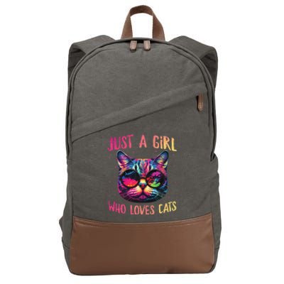 Just A  Who Loves Cats Cute Cat Lover Cotton Canvas Backpack