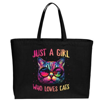 Just A  Who Loves Cats Cute Cat Lover Cotton Canvas Jumbo Tote