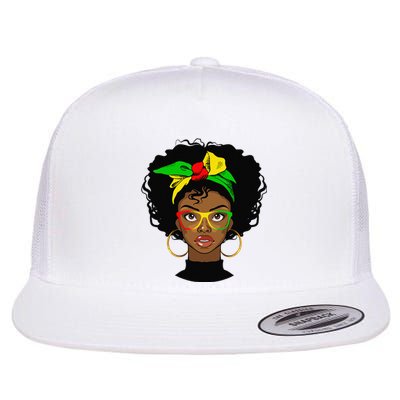 Juneteenth Afro Woman Black Queen African American Melanin Flat Bill Trucker Hat