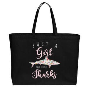 Just A Who Loves Sharks Cotton Canvas Jumbo Tote