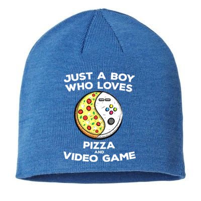 Just A Who Love Pizza And Video Game Funny Gaming Funny Gift Sustainable Beanie