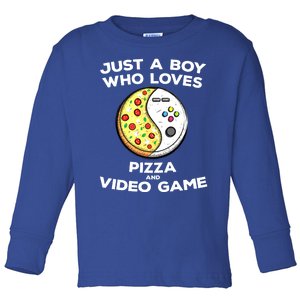 Just A Who Love Pizza And Video Game Funny Gaming Funny Gift Toddler Long Sleeve Shirt