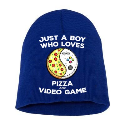 Just A Who Love Pizza And Video Game Funny Gaming Funny Gift Short Acrylic Beanie