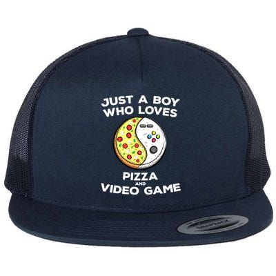 Just A Who Love Pizza And Video Game Funny Gaming Funny Gift Flat Bill Trucker Hat