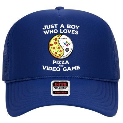 Just A Who Love Pizza And Video Game Funny Gaming Funny Gift High Crown Mesh Back Trucker Hat