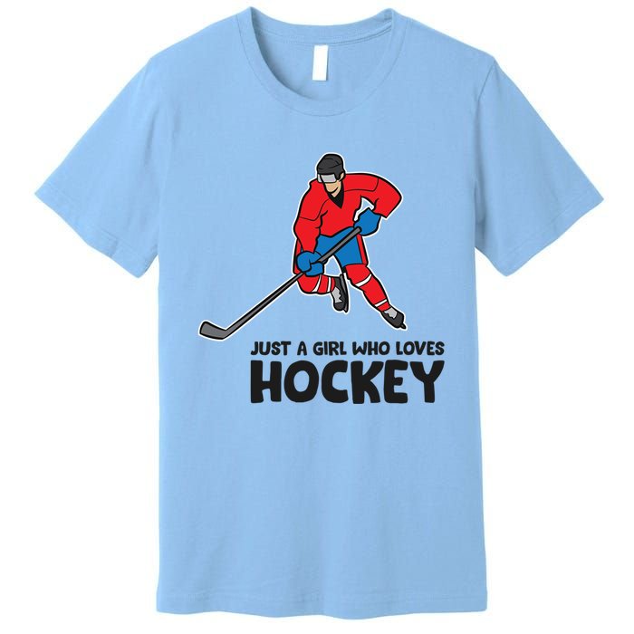 Just A Who Loves Ice Hockeys Funny Hockey Gift Premium T-Shirt