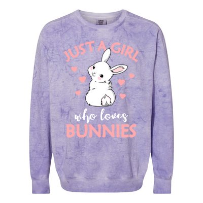 Just A Who Loves Bunnies Rabbit Gift Idea Gift Colorblast Crewneck Sweatshirt