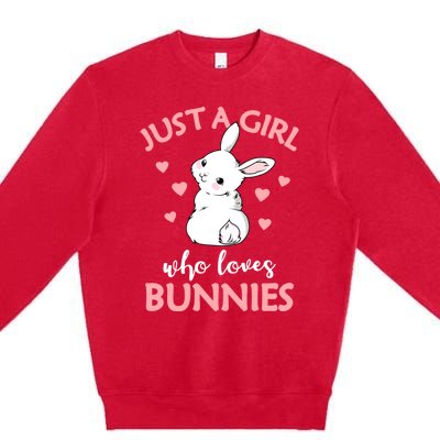 Just A Who Loves Bunnies Rabbit Gift Idea Gift Premium Crewneck Sweatshirt