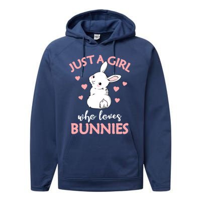 Just A Who Loves Bunnies Rabbit Gift Idea Gift Performance Fleece Hoodie