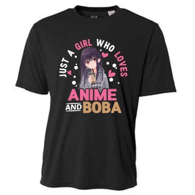 Just A Who Loves Anime And Boba Tea Anime Merch Cooling Performance Crew T-Shirt