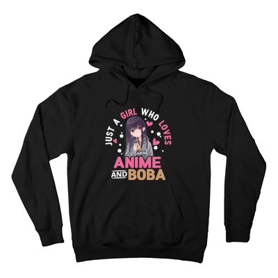 Just A Who Loves Anime And Boba Tea Anime Merch Hoodie