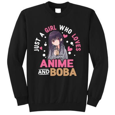 Just A Who Loves Anime And Boba Tea Anime Merch Sweatshirt