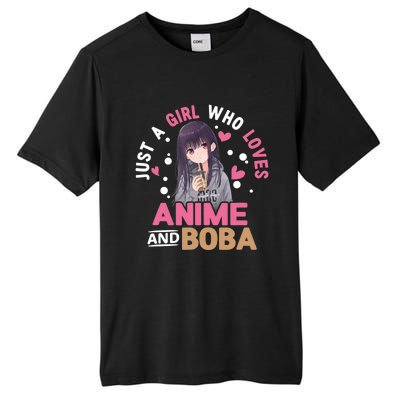 Just A Who Loves Anime And Boba Tea Anime Merch Tall Fusion ChromaSoft Performance T-Shirt