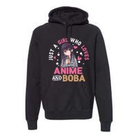 Just A Who Loves Anime And Boba Tea Anime Merch Premium Hoodie