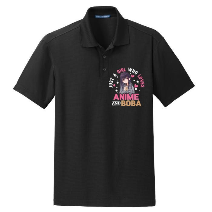 Just A Who Loves Anime And Boba Tea Anime Merch Dry Zone Grid Polo