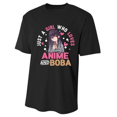 Just A Who Loves Anime And Boba Tea Anime Merch Performance Sprint T-Shirt