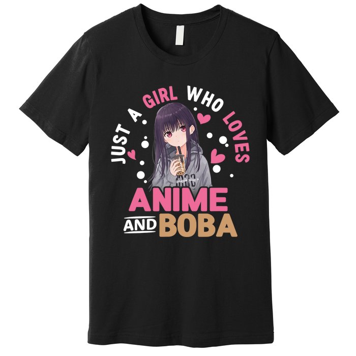 Just A Who Loves Anime And Boba Tea Anime Merch Premium T-Shirt