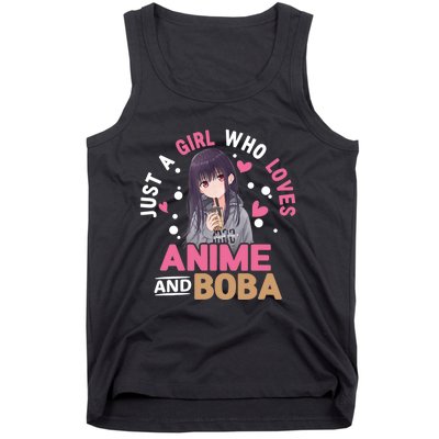 Just A Who Loves Anime And Boba Tea Anime Merch Tank Top