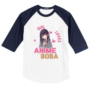 Just A Who Loves Anime And Boba Tea Anime Merch Baseball Sleeve Shirt