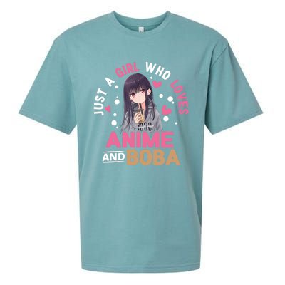 Just A Who Loves Anime And Boba Tea Anime Merch Sueded Cloud Jersey T-Shirt