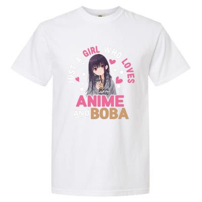 Just A Who Loves Anime And Boba Tea Anime Merch Garment-Dyed Heavyweight T-Shirt