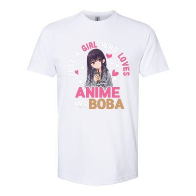 Just A Who Loves Anime And Boba Tea Anime Merch Softstyle CVC T-Shirt