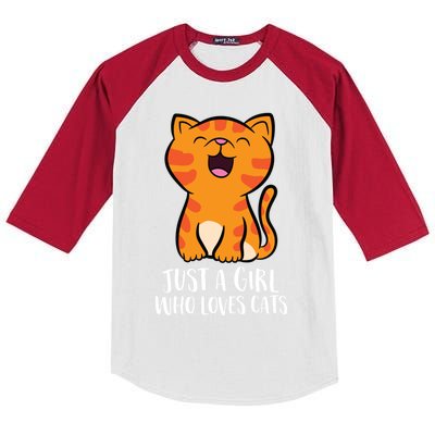 Just A Who Loves Cats Gift Kids Colorblock Raglan Jersey