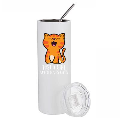 Just A Who Loves Cats Gift Stainless Steel Tumbler