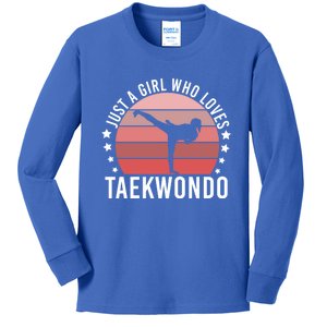 Just A Who Loves Taekwondo Gift Kids Long Sleeve Shirt