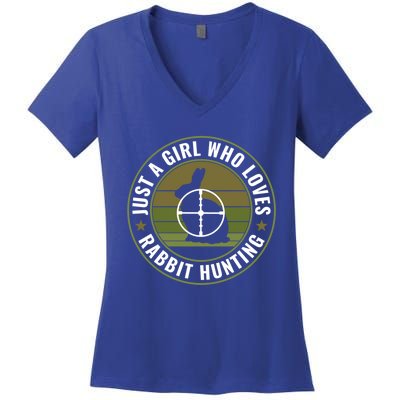 Just A Who Loves Rabbit Hunting Rabbit Hunter Cool Gift Women's V-Neck T-Shirt