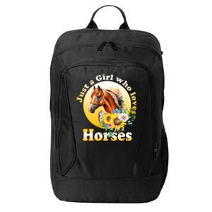 Just AGirl Who Loves Horses Sunflower Cute Gift City Backpack