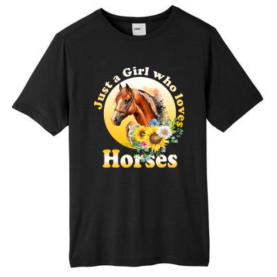 Just AGirl Who Loves Horses Sunflower Cute Gift Tall Fusion ChromaSoft Performance T-Shirt