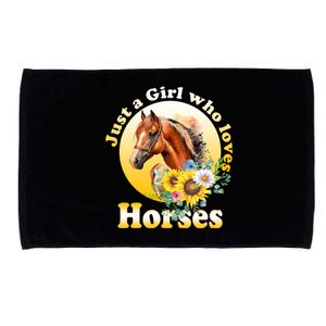 Just AGirl Who Loves Horses Sunflower Cute Gift Microfiber Hand Towel