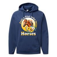 Just AGirl Who Loves Horses Sunflower Cute Gift Performance Fleece Hoodie