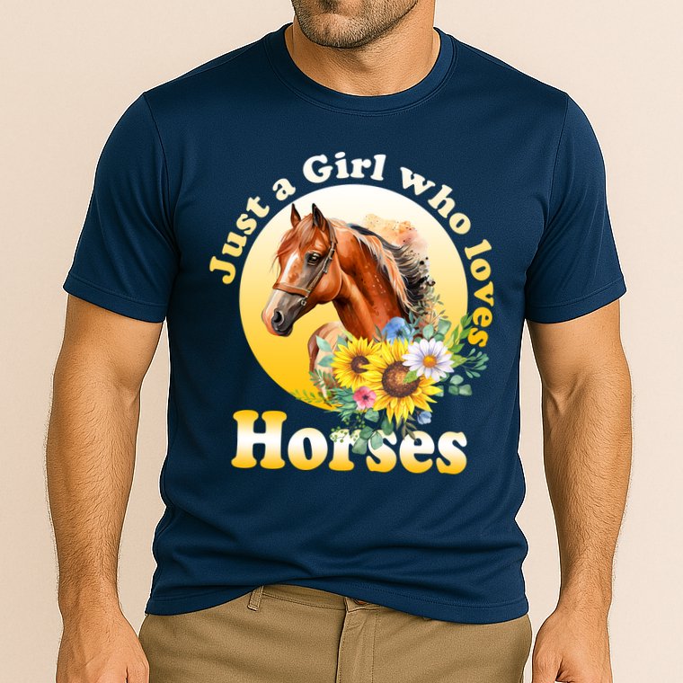 Just AGirl Who Loves Horses Sunflower Cute Gift Cooling Performance Crew T-Shirt
