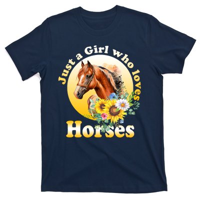 Just AGirl Who Loves Horses Sunflower Cute Gift T-Shirt