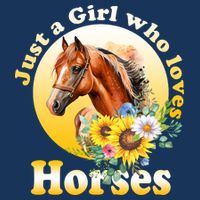 Just AGirl Who Loves Horses Sunflower Cute Gift Button