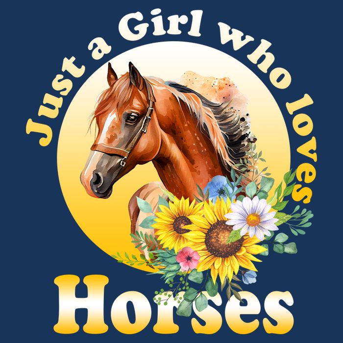 Just AGirl Who Loves Horses Sunflower Cute Gift Button