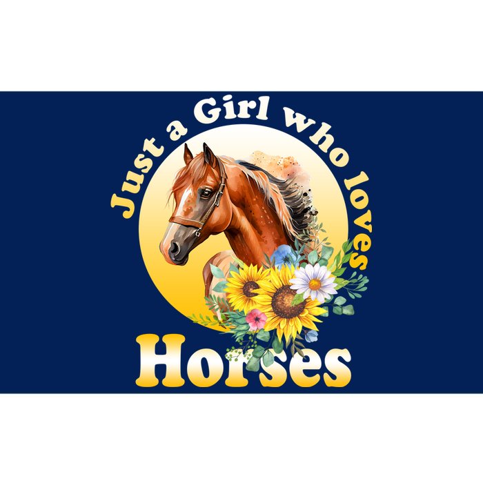 Just AGirl Who Loves Horses Sunflower Cute Gift Bumper Sticker