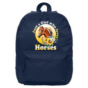 Just AGirl Who Loves Horses Sunflower Cute Gift 16 in Basic Backpack