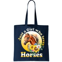 Just AGirl Who Loves Horses Sunflower Cute Gift Tote Bag